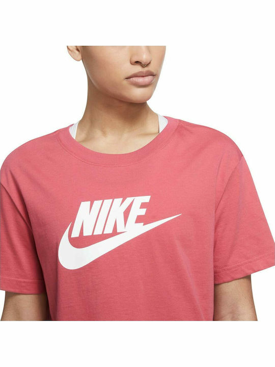 Sportswear Γυναικείο Αθλητικό Crop Top Κοντομάνικο Ροζ