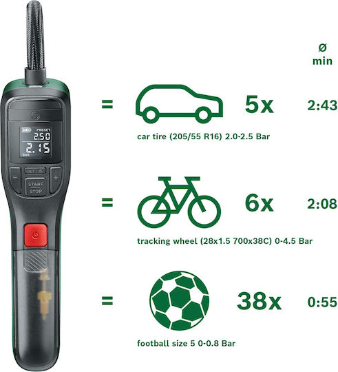 Bosch Car Tire Pump EasyPump Rechargeable 12V