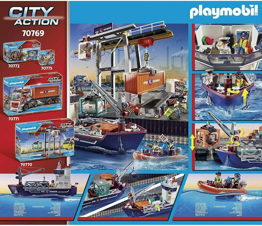 Playmobil City Action Cargo Ship with Boat for 4-10 years old