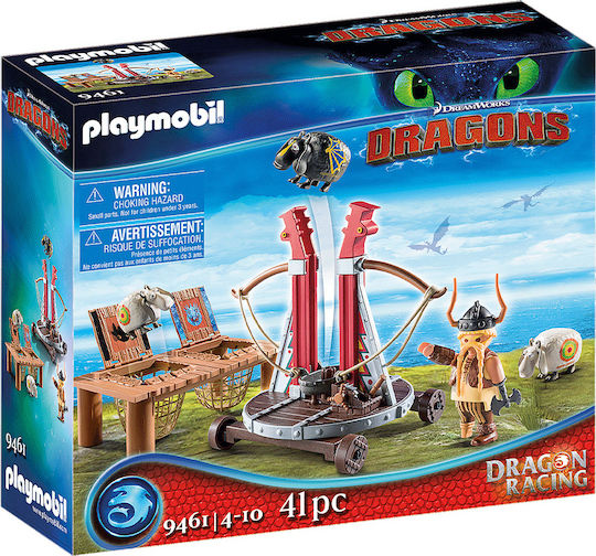 Playmobil Дракони Grobian with Sheep Slingshot за 4+ години години