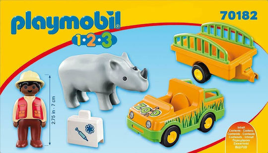 Playmobil 123 Zoo Vehicle With Rhinoceros für 1.5+ Jahre
