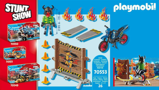 Playmobil Stunt Show Stunt Show Motocross with Fiery Wall for 4-10 years old