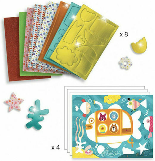 Djeco Collage Tea Party Animals with Foam Stickers for Children 3+ years Years