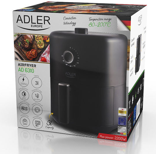 Adler Air Fryer 3lt Μαύρο AD 6310