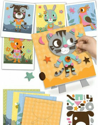 Crealign Kinderhandwerk Bastelsets mit Samt Tieren für Kinder 3+ Jahre alt+ Jahre