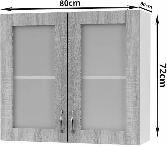 Cabinet de bucătărie Agățat Modest 80x30x72cm Λευκό - Sonoma