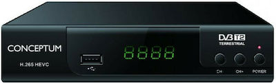 Conceptum DVB-T2 H.265 Ψηφιακός Δέκτης Mpeg-4 Full HD (1080p) με Λειτουργία PVR (Εγγραφή σε USB) Σύνδεση HDMI