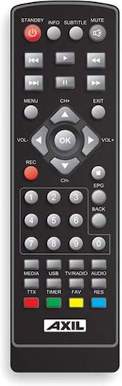 Axil RT0420 T2 Digitaler Mpeg-4 Empfänger HD (720p) mit PVR (Aufnahme auf USB) Funktion Anschlüsse SCART / USB