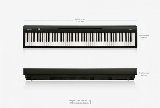 Roland Electric Stage Piano FP-10 Set with 88 Weighted Keys Built-in Speakers and Connection with Headphones and Computer Black