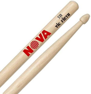 Vic Firth Hickory Μπαγκέτες Ντραμς Nova 5B με Σχήμα Μύτης Oval