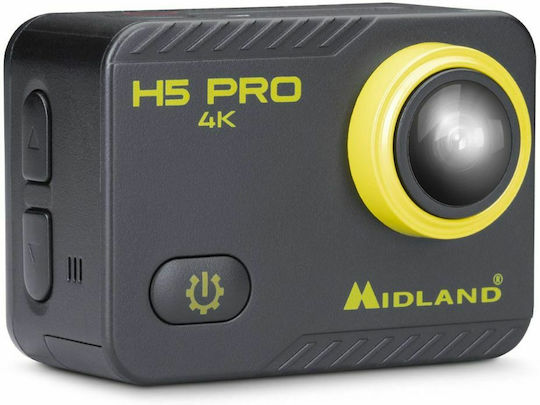 Midland H5 PRO Action Camera 4K Ultra HD Υποβρύχια (με Θήκη) με Οθόνη 2" και Wi-Fi Μαύρη