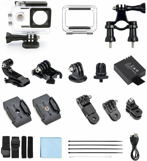 EasyPix GoXtreme Black Hawk+ Action Camera 4K Ultra HD Υποβρύχια (με Θήκη) με Οθόνη 2" και Wi-Fi Μαύρη