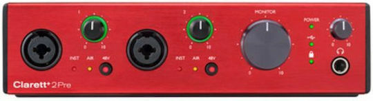 Focusrite Clarett 2Pre Εξωτερική Επαγγελματική Κάρτα Ήχου με Σύνδεση USB