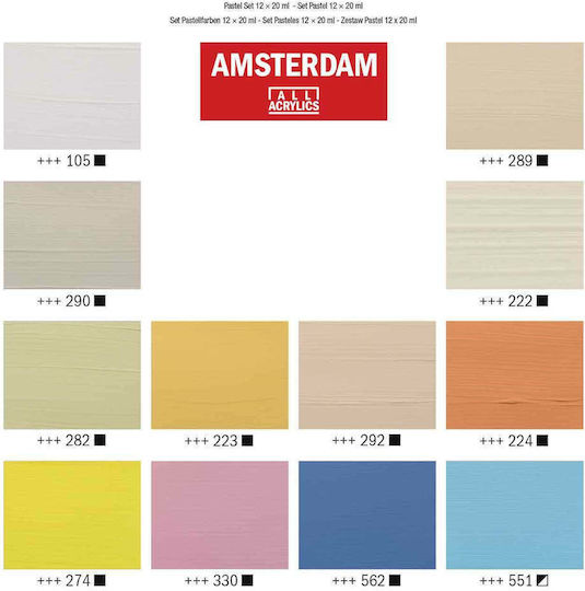 Royal Talens Amsterdam All Acrylics Standard Pastel Σετ Ακρυλικά Χρώματα Ζωγραφικής 20ml 6τμχ