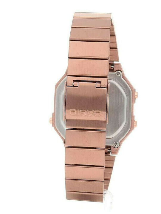 Casio Vintage Edgy Digital Ceas Barbati 41.2mm Cronograf Baterie cu Brățară din Metal Rose Gold