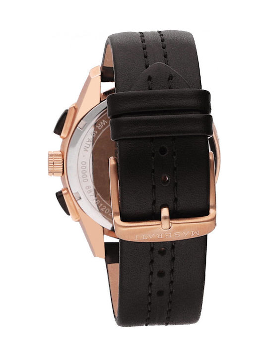 Maserati Traguardo Men's Watch 45mm Chronograph Battery with Brown Leather Strap