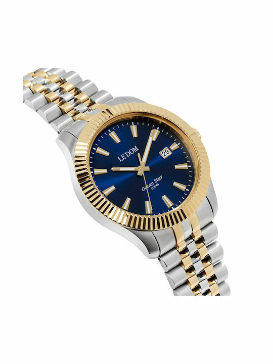 Le Dom Ocean Star Men's Watch 43mm Battery with Silver Metal Bracelet