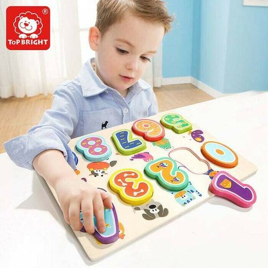 Wooden Kids Peg Puzzle Animals Numbers 10pcs Top Bright