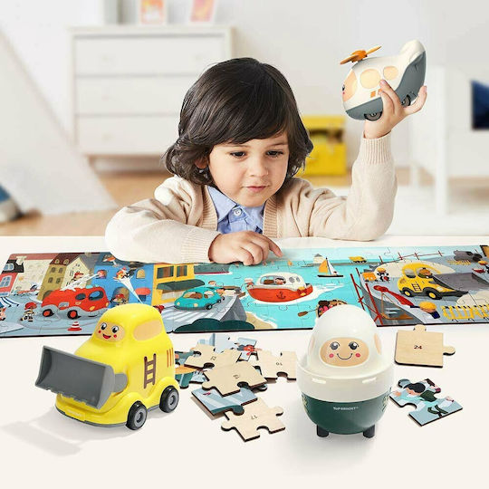 Ξύλινο Παιδικό Puzzle Ελικόπτερο για 3+ Ετών 24pcs Top Bright