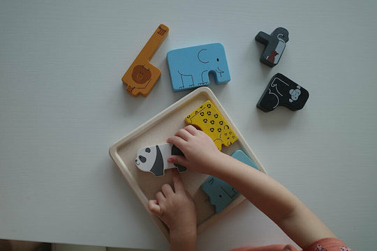 Ξύλινο Παιδικό Puzzle Σφηνώματα Ζωάκια για 2+ Ετών 7pcs Plan Toys
