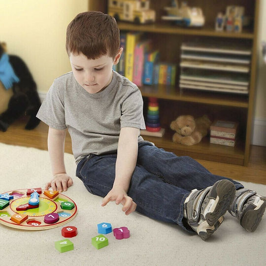 Дървено Детски Пъзел с Шипове Shape Sorting Clock за 3+ години+ Години 12бр Melissa & Doug