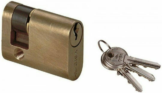 Cisa Lock Cylinder Security Half with 3 Keys Gold