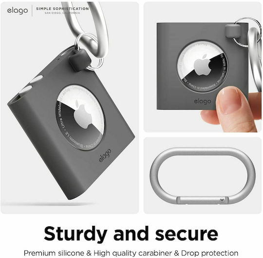 Elago Shuffle Case Keychain Cazul Keychain Silicon pentru AirTag în culoarea Gri
