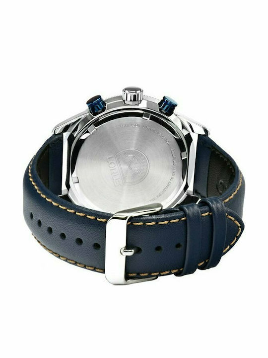 Lorus Ανδρικό Ρολόι 45mm Χρονογράφος Μπαταρίας με Μπλε Δερμάτινο Λουράκι
