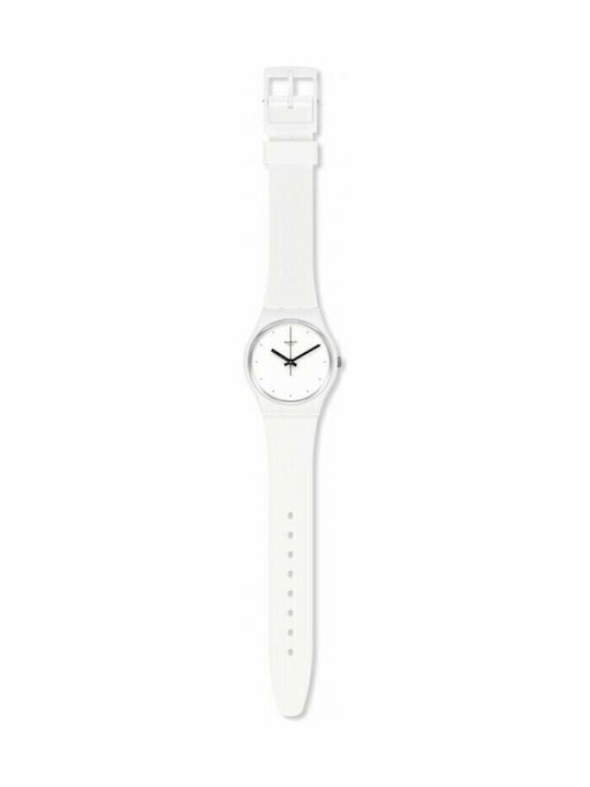 Swatch Think Time Ceas Bărbați 34mm Baterie Cu Curea Din Cauciuc Albă