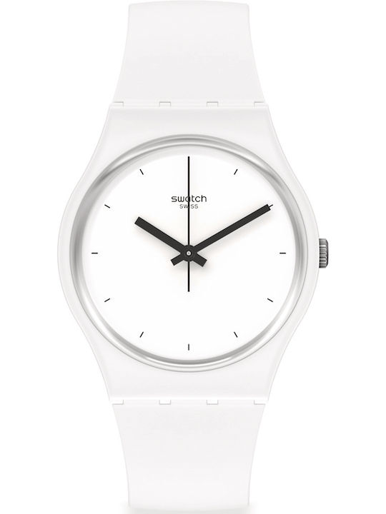 Swatch Think Time Ceas Bărbați 34mm Baterie Cu Curea Din Cauciuc Albă