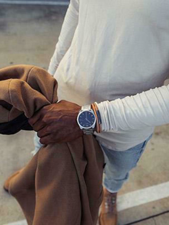 MVMT Ion Ανδρικό Ρολόι 43mm Μπαταρίας με Ασημί Μεταλλικό Μπρασελέ