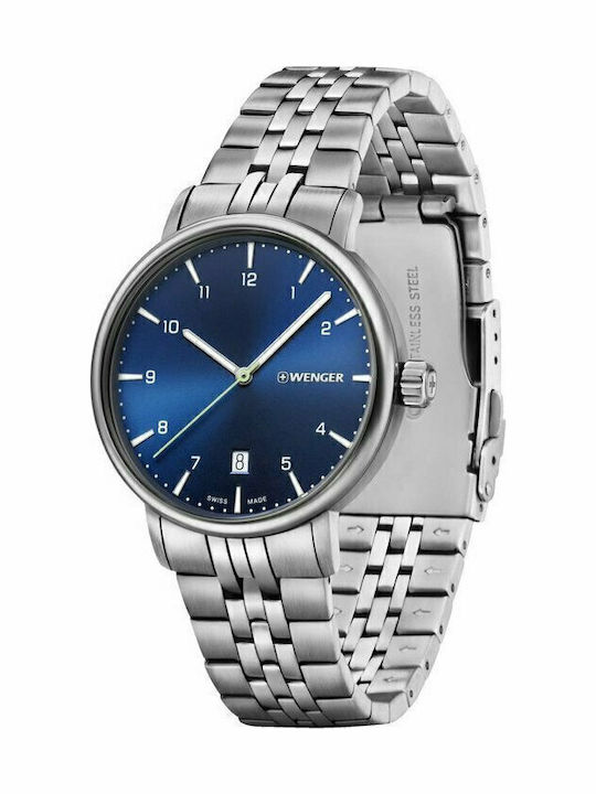 Wenger Urban Ανδρικό Ρολόι 40mm Μπαταρίας με Ασημί Μεταλλικό Μπρασελέ