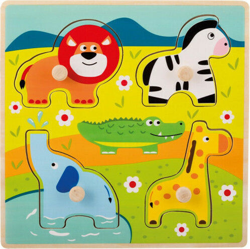 Wooden Kids Peg Puzzle Animals 4pcs Joueco