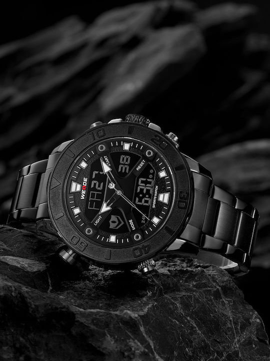 Weide Men's Watch Battery with Black Metal Bracelet