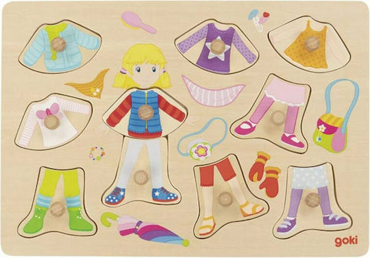 Ξύλινο Παιδικό Puzzle Σφηνώματα Ντύνω το Κορίτσι 10pcs Goki
