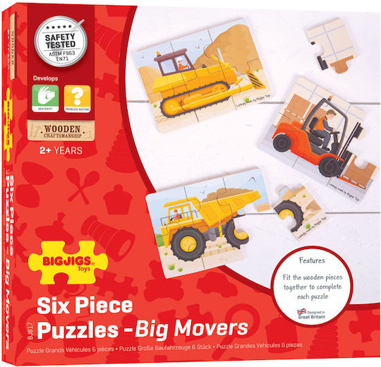 Lemnos Puzzle pentru Copii cu Îmbinări Big Moovers pentru 2+ ani+ Ani 18buc Big Jigs
