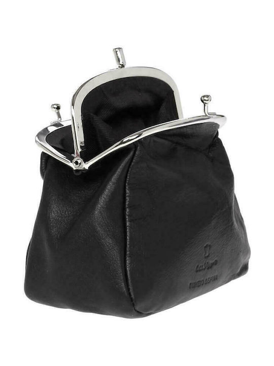 Small Leather Women's Wallet Coins with RFID Black