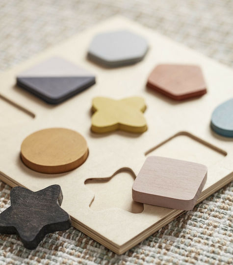 Lemnos Puzzle pentru Copii cu Îmbinări Forme Geometrice 9buc Kids Concept