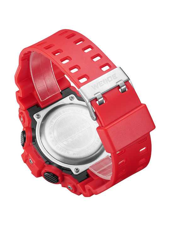 Weide Men's Watch 53mm Battery with Red Rubber Strap