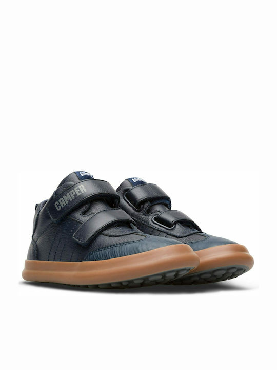Pursuit Leather Kids Boots with Velcro Navy Blue