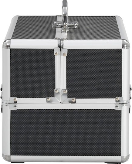 vidaXL Metallic Cosmetic Case Black H21xW22xD30cm