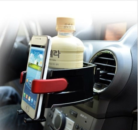 Car Cup Holder KHOD-AX-A8 with Mobile Mount 1 Position for AC Vents in Black Color