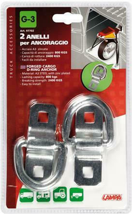 Lampa Truck Tarp Tie-down Bases G-3 Load Straps Bases 800kg Load Capacity 2400kg Pressure Resistance 2pcs