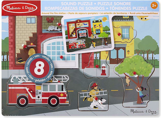 Holz Kinder Steckpuzzle Around the Fire Station Sound 8pcs Melissa & Doug