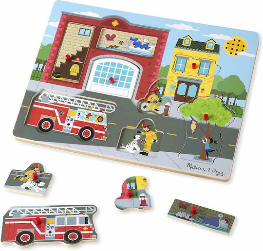 Holz Kinder Steckpuzzle Around the Fire Station Sound 8pcs Melissa & Doug