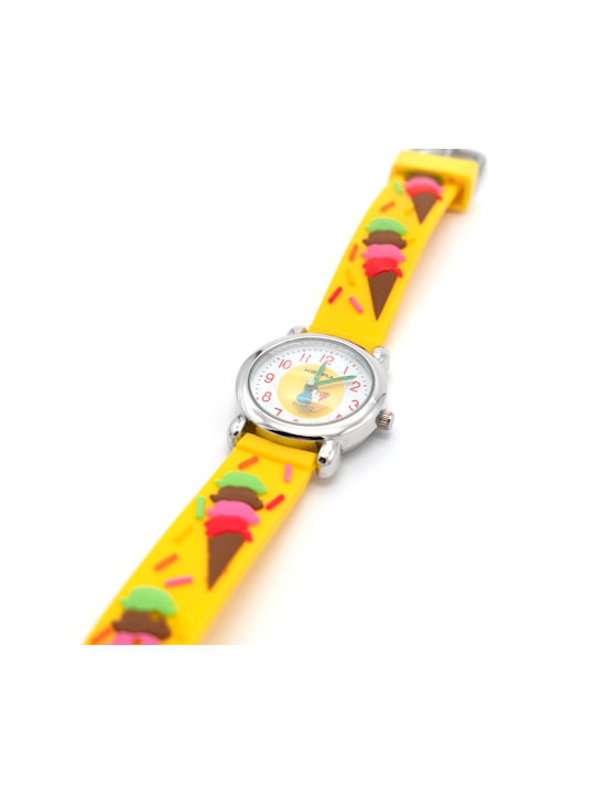 Lowell Kids Analog Watch with Rubber/Plastic Strap Yellow