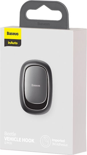 Baseus Beetle Γάντζος Αυτοκινήτου με Αυτοκόλλητη Ταινία Dark Grey 2τμχ