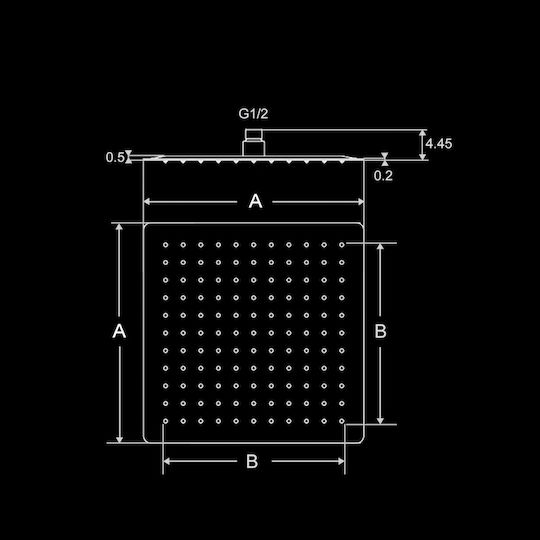 Vinci Inox Square Showerhead Black 30x30cm Vincirain Family