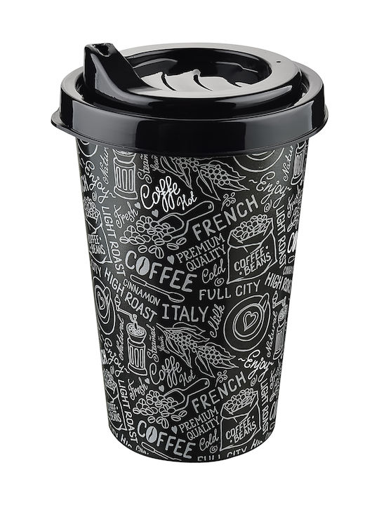 TnS Plastic Cup with Lid Black 400ml -1