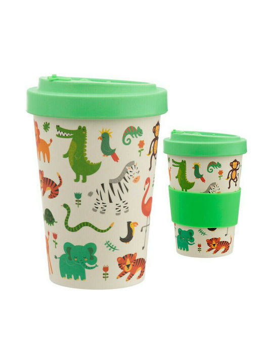 Puckator Zooniverse Bamboo Cup with Lid Green 400ml